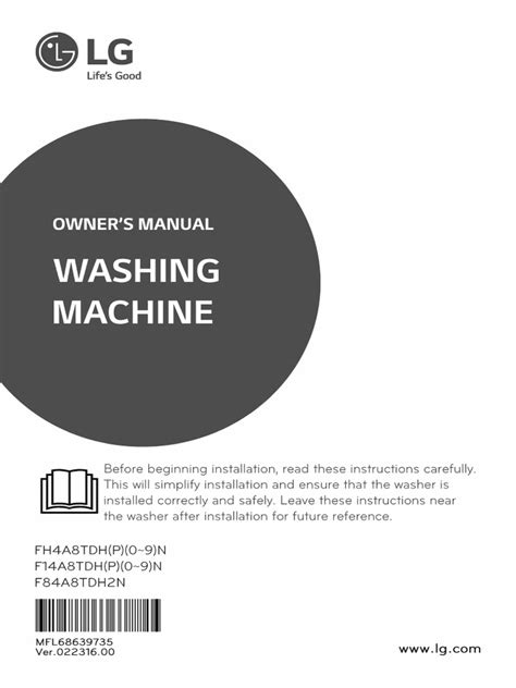 LG Washing Machine User Guide 的图像结果