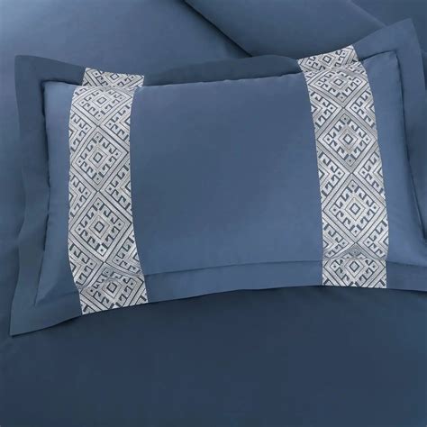 Malako Luxe Stitch & Dream: 550 TC Blue Premium Embroidered Bedding ...