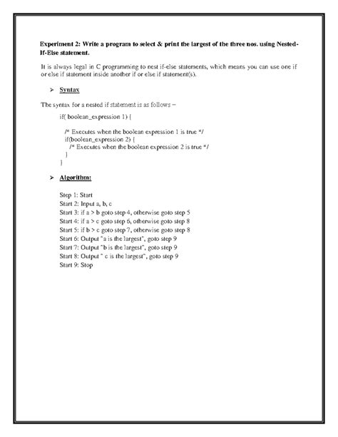 Write a program to select & print the largest of the three nos. using ...