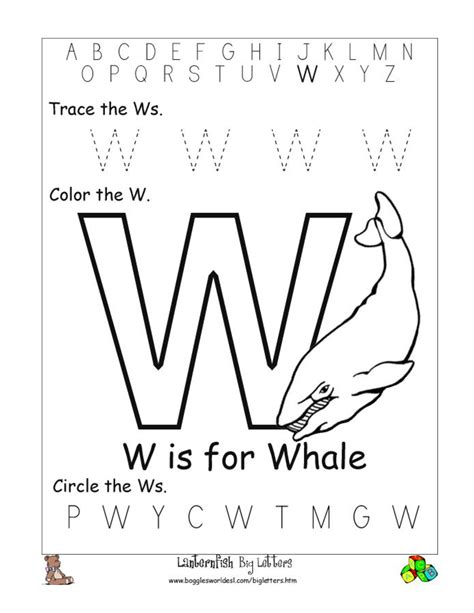 Letter W Worksheets For Pre K | AlphabetWorksheetsFree.com