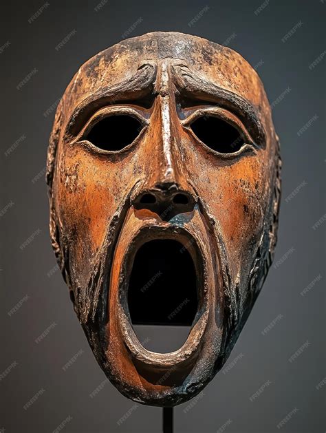 Ancient Greek Theater Mask With Tragic Expression | Premium AI ...