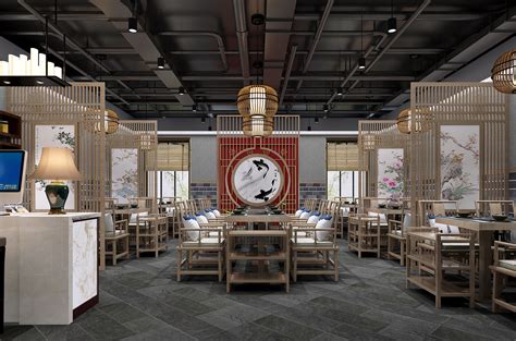 别墅中式装修 餐厅效果图_紫云轩中式设计图库