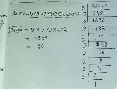 find the square root of of 32400 by prime factor method - Brainly.in