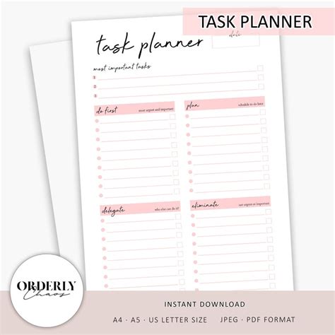 Image result for Printable Task Planner