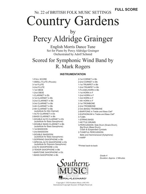 Country Gardens for Symphonic Band (arr. Mark Rogers) by Percy Aldridge ...