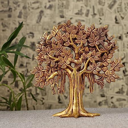 Buy Jaszz Art Brass Kalpavriksha Tree Showpiece (9.5 inches, 1300 gm ...