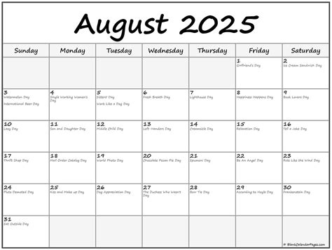 2025 August Calendar With Holidays - Calendars 2025