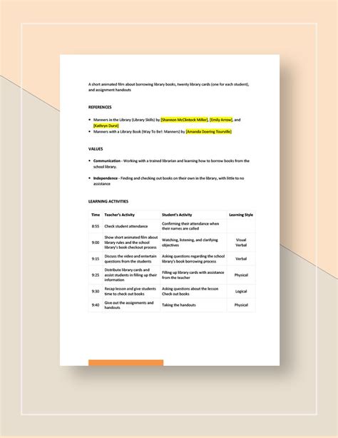 Image result for Library Lesson Plan Worksheet