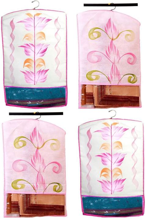 Organiser Villa 24 Fabric Desginer Printed Hanging Saree Cover Wardrobe ...