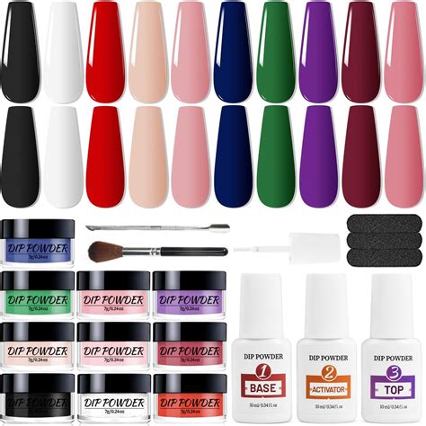 Amazon.com: ROSALIND 13PCS Dip Nails Powder Starter Kit, 6 Colors Dip ...