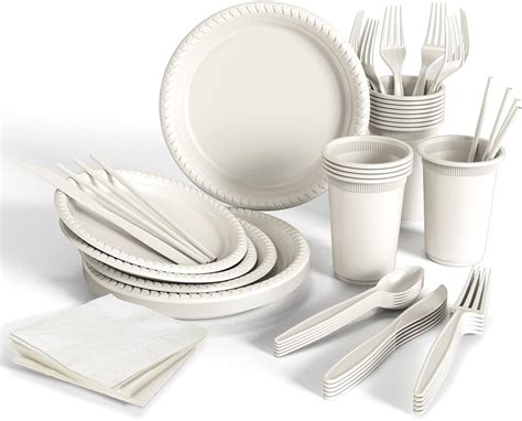 Amazon.com: FEHHTO 400PCS Disposable Paper Plates Set, Compostable Eco ...
