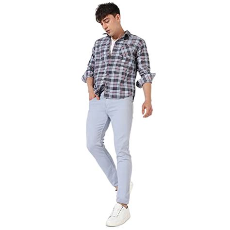 Buy Campus Sutra Men's Checkered Grey Button Up Collared Shirt for ...