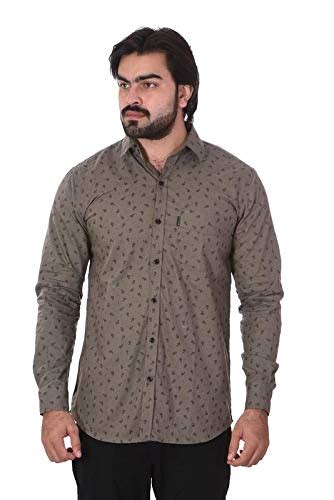 ALINIO Men's Casual Full Sleeves Cotton Shirt ; Alinio005-XXL Coffee ...