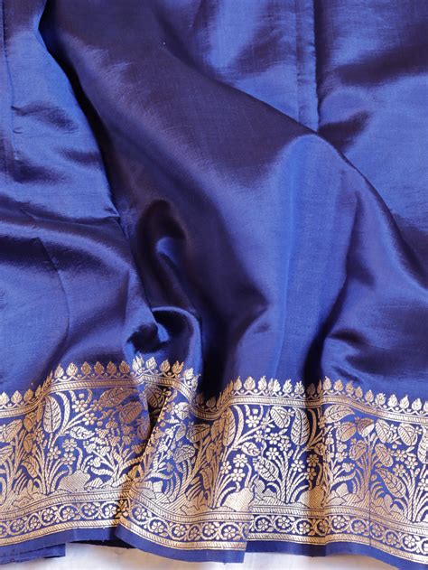 Traditional Border Handloom Pure Soft Katan Silk Saree - Blue – Hikayat ...