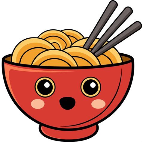 Ramen noodle udon with chopstick cartoon vector icon illustration food ...