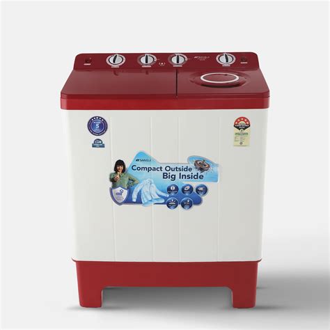 Sansui 9kg Semi-Automatic Washing Machine, Fiber Top, Red colour, 5 ...