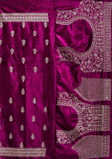 Buy Wine Sequins Velvet Semi-Stitched Lehenga - Koskii