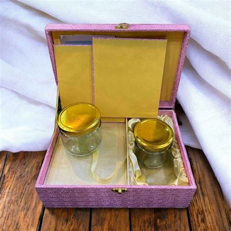 KL9059B Designer Rexine MDF Dry Fruit Box with 2 Card Inserts (2 Jars ...