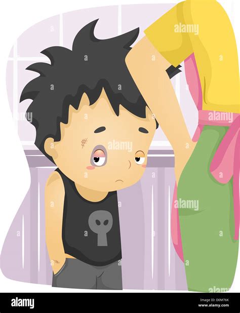 Illustration of a Beaten Up Boy with Bruises and Scrapes on His Face ...