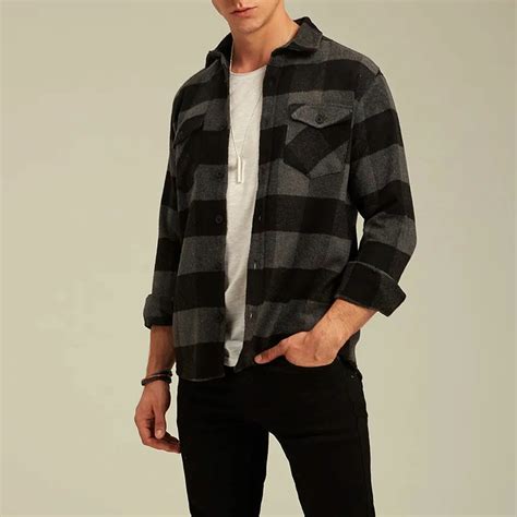 Checkered Flannel Shirt // Black + Dark Gray (2XL) - Dewsa Plus - Touch ...