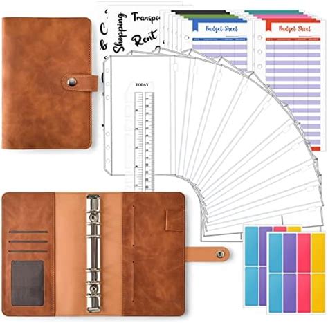 HASTHIP® File Folders for Documents Ring Binder Notebook Set, A6 PU ...