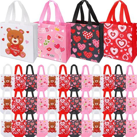 Amazon.com: Huhumy 48 Pcs Valentines Gift Bags with Handles for Kids ...