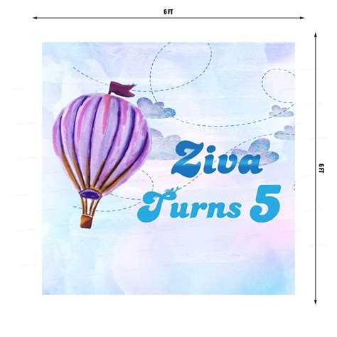 Hot Air Theme Girl Customized Square Backdrop | Customized party ...