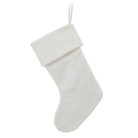 White Knit Monogram R Stocking 19in | Christmas Indoor Decoration | At Home