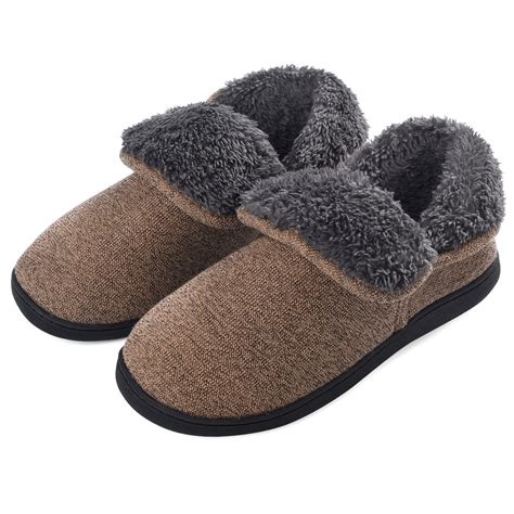 VANSARTO Mens Knit Bootie Slippers Comfy Casual Memory Foam Boot ...