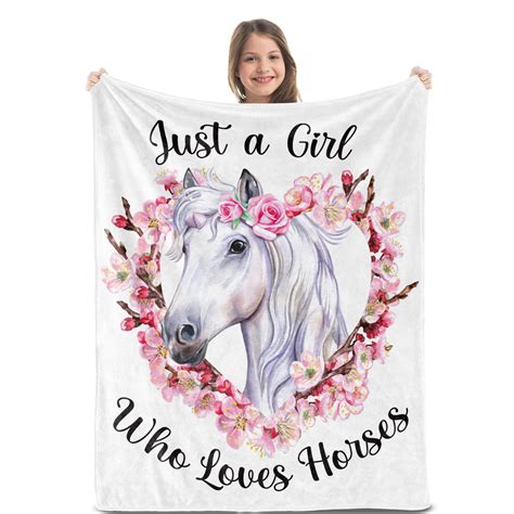 Gresahom Horse Throw Blanket for Girls, Just a Girl Who Loves Horses ...