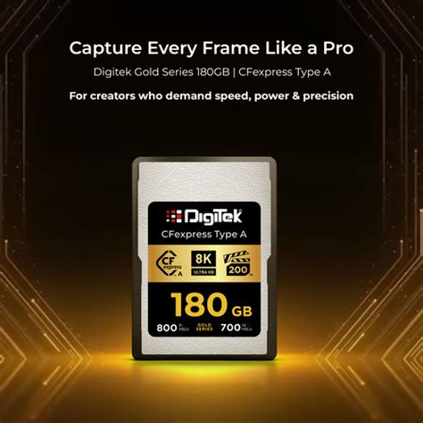 Digitek (DCFA 180GB Gold Series) CFexpress Type A Memory Card – 800MB/
