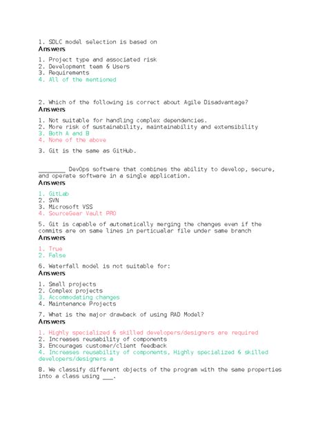 OS and SDM mock - Operating system Mock, 40 questions - 1. SDLC model ...