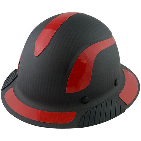 Actual Carbon Fiber Hard Hat - Full Brim Matte Black with Reflective ...