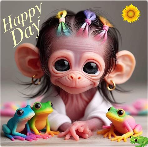 Adorable Baby Monkey with Frogs