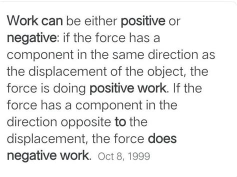 what do you know by positive and negative work?give examples of each ...