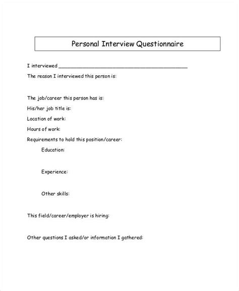 Image result for Interview Questionnaire Examples