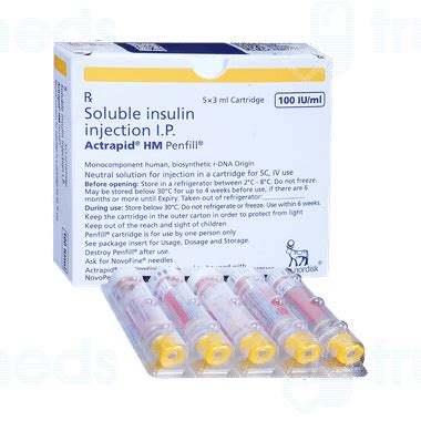 Actrapid Hm 100iu Penfill Injections: Uses, Side Effects, Price ...