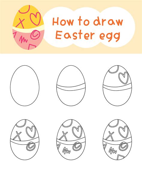 How to draw easter egg cartoon step by step for kid book, spring ...