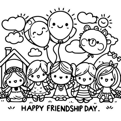 Friendship Coloring Day Printable Kids Pages Print Sketch Coloring Page