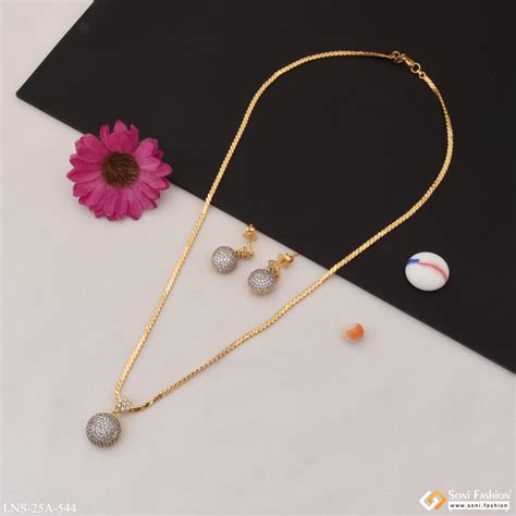1 Gram Gold Plated Magnificent Design Necklace Set for Ladies - Style ...