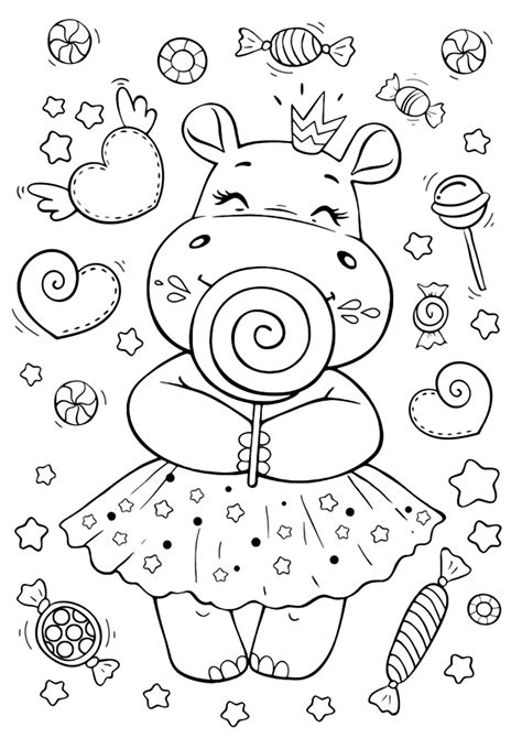 Hippopotamus For Christmas Coloring Page