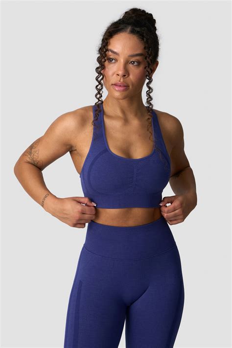 Rush Seamless Sports Bra Dark Slate Blue Melange | ICIW