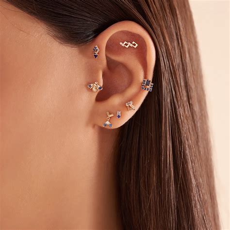 Honeycomb Diamond Rose Gold Piercing