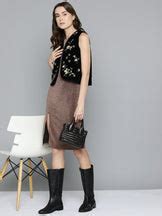 Black Floral Embellished Sleeveless Short Jacket for Women | Chic Pick ...