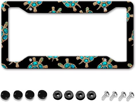 Amazon.com: HUIXIA Cartoon Sapphire Turtle License Plate Frames, Black ...
