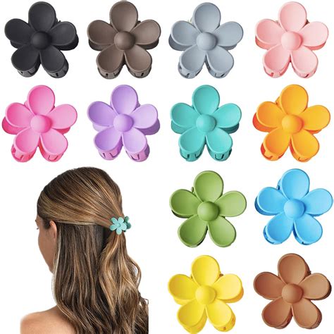 Amazon.com: YosaiHom 12 Pack Small Flower Hair Claw Clips for Kids ...