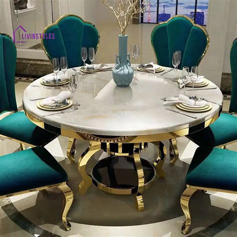 Tikhon Stainless Steel Round Dining Table – LivIn Styles