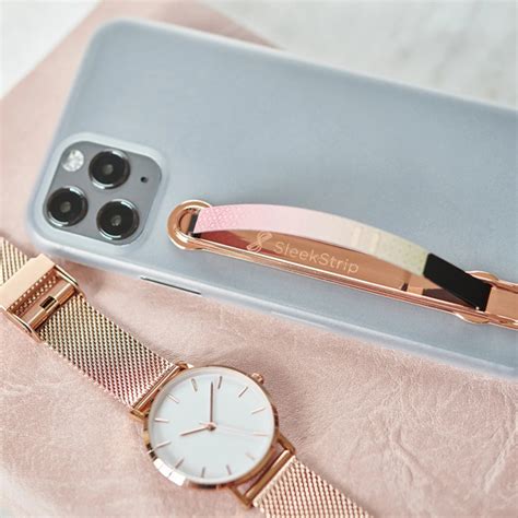 SleekStrip Phone Stand and Grip | Rose Gold base + Pink Spring graphic