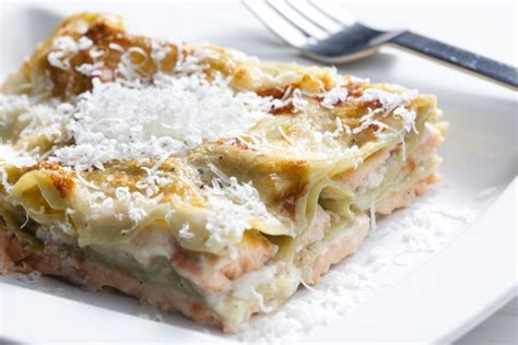 Lasagna with fresh salmon