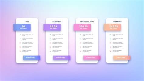 Image result for Subscription Table Design